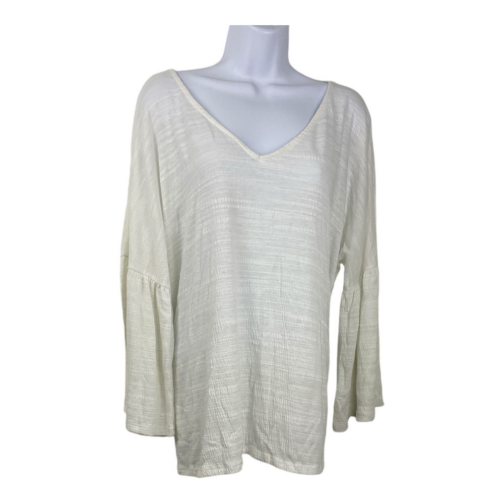 Cable & Gauge Top Womens XL Lagenlook, Fairycore V-Neck Pullover Bell‎ Sleeves